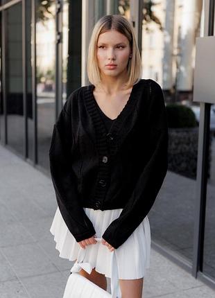 Кардиган женский ажурный черный art knit