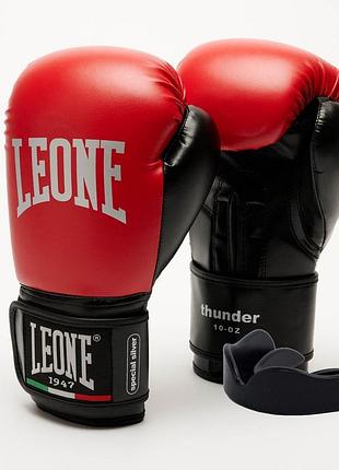 Боксерські рукавиці leone gn383 thunder red 10 унцій (капу в комплекті)