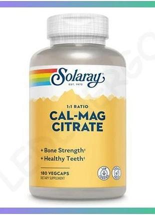 Кальцій та магній solaray cal-mag citrate 180 вегетаріанських капсул підтримка здоров'я кісток та м'яз sku_dsn_2022-10-2444