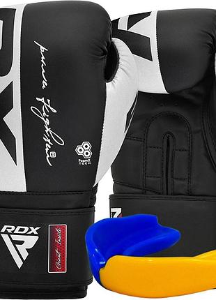 Боксерські рукавиці rdx f4 boxing sparring gloves hook&loop white/black 12 унцій (капа у комплекті)