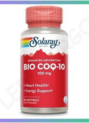 Bio coq10 100мг 30 капсул solaray коензим q10 для енергії та серцево-судинного здоров'я добавка sku_dsn_2024-11-0842