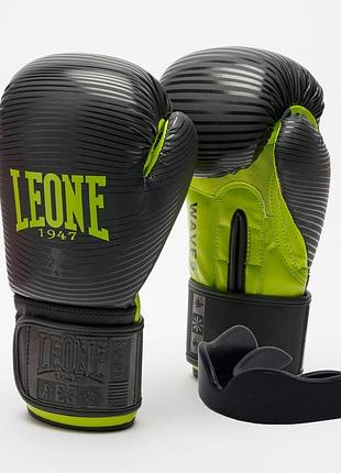 Боксерские перчатки leone gn313 waves black 14 унций (капу в комплекте)