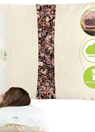 Подушка ортопедична ideia aromavita 40х40 з гречаною лузгою, гречане лушпиння, гречиха, з гречкою, з гречаним лушпинням та саше з