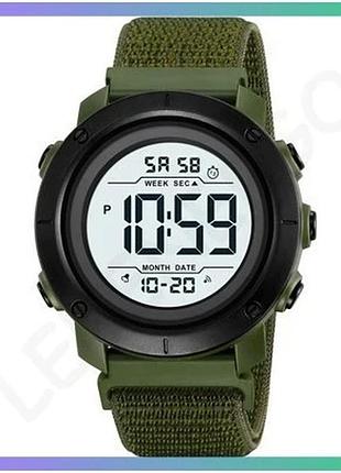 Часы skmei 2497 army green электронные мужские спортивные с будильником и секундомером 5 atm sku_aber_1080-3127