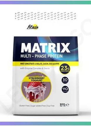Протеиновый комплекс fitwin matrix 900 г клубничный йогурт для восстановления мышц и фитнеса sku_dsn_2023-10-2058