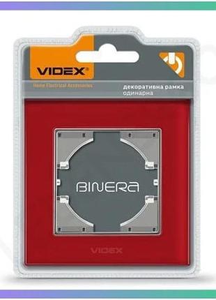 Рамка videx binera одинарная горизонтальная красное стекло для выключателей и розеток sku_oledim_vf-bnfrg1h-rd