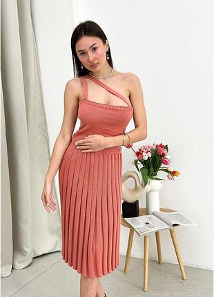 Топ в'язаний з косими лямками joy кораловий art knit