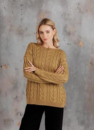 Вязаный женский джемпер ассоль карамель art knit