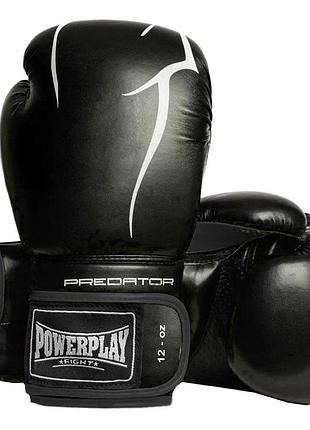 Боксерские перчатки powerplay 3018 jaguar черные 8 унций