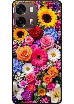 Силиконовый чехол бампер для oppo a6s с рисунком живые цветы
