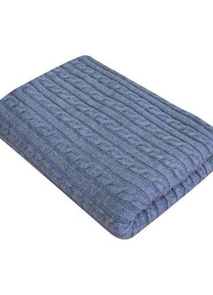 Вязаный плед косы soft синий меланж тм прованс