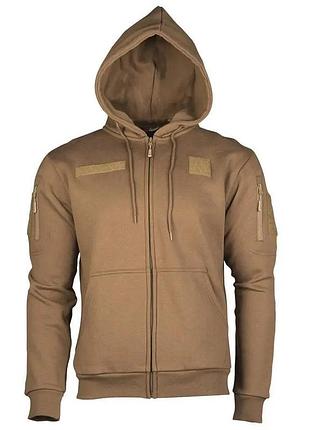 Толстовказ капюшоном mil-tec tactical hoodie zipper coyote