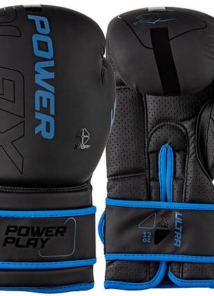 Боксерські рукавиці powerplay 3024 ultra mat чорно-темно сині 16 унцій
