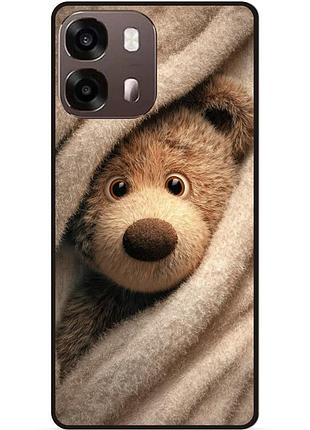 Силиконовый чехол бампер для oppo a6s с рисунком мишка в пледе