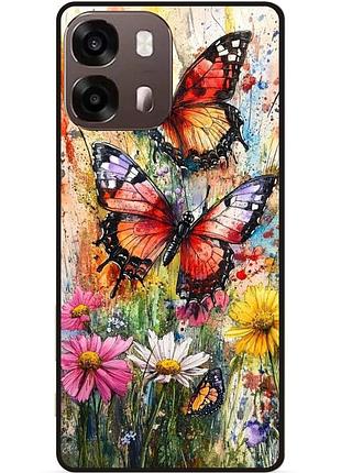 Силиконовый бампер чехол для oppo a6s бабочки мотыльки