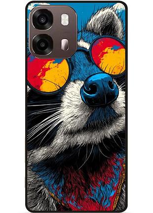 Силиконовый чехол бампер для oppo a6s с рисунком енот поп-арт