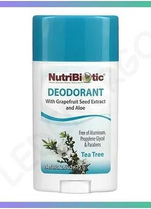 Дезодорант nutribiotic с чайным деревом 75г веганский без алюминия и парабенов для чувствительной кожи sku_dsn_2023-10-5475