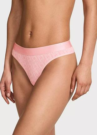 Трусики стринги logo cotton thong victoria's secret розовый l