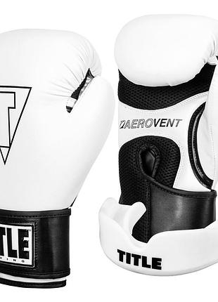 Боксерські рукавиці title boxing vegan gloves white/black 8 oz (капа в комплекті)