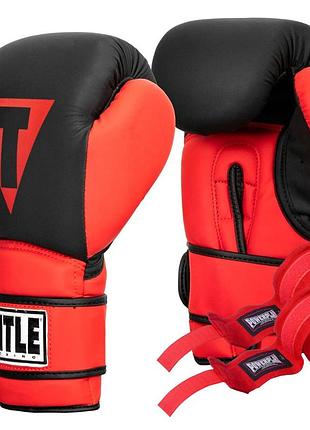 Боксерські рукавиці title boxing guts and glory black/red l 14oz (бинти 4м. в комплекті)