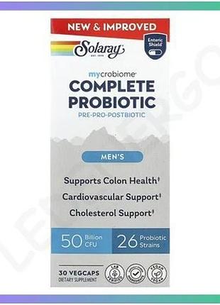 Пробіотики solaray complete probiotic men's 30 капсул добавка для чоловіків для здоров'я кишечника та sku_dsn_2024-11-0255