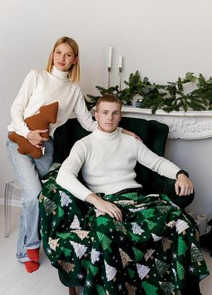Новогодний плед вязаный елочка тм прованс 3