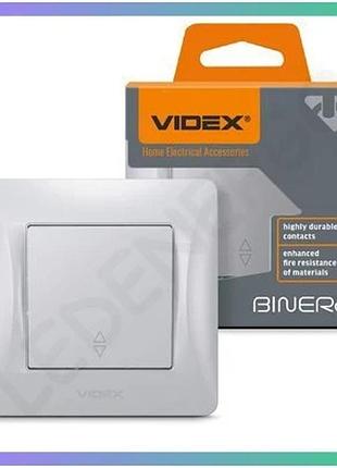 Вимикач одноклавішний прохідний срібний шовк videx binera для управління з двох місць sku_oledim_vf-bnsw1p-ss