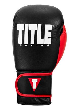 Боксерські рукавиці title boxing dynamic strike black/red 14 oz (бинти 4м. в комплекті) 6