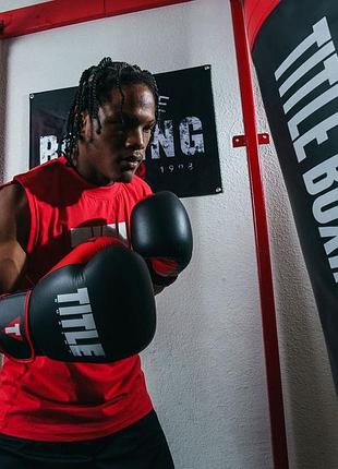 Боксерські рукавиці title boxing dynamic strike black/red 14 oz (бинти 4м. в комплекті) 9