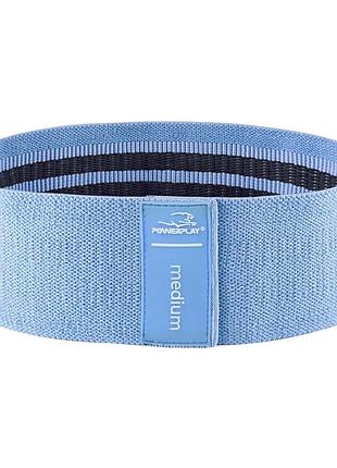 Тканая резинка для фитнеса и спорта powerplay 4111 hip band m medium голубая (d_76cm)
