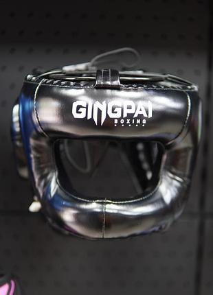 Спарринговый шлем gingpai с защитой носа и скул черный l