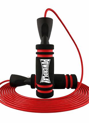 Скакалка скоростная powerplay 4213 jump rope черно/красная 3м.