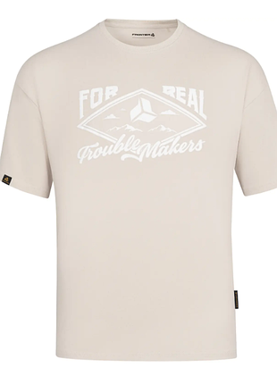 Футболка лобовичья frontier big white logo taupe