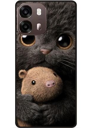 Силиконовый чехол бампер для oppo a6s с рисунком котенок с хомяком