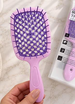 Щётка-расчёска для волос «super brush», розовая с фиолетовым (в коробке)