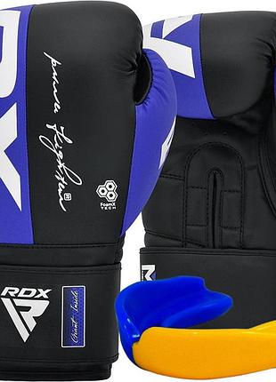 Боксерские перчатки rdx f4 boxing sparring gloves hook&loop blue/black 16 унций (капа в комплекте)