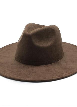 Капелюх федора з широкими полями замшевий (унісекс) stetson коричневий