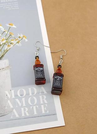 Сережки jack daniels віскі бурбон коньяк пляшечки пляшки алко