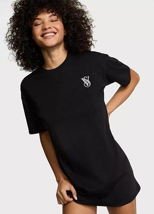 Хлопковая футболка victoria’s secret 100% cotton oversize черный xs