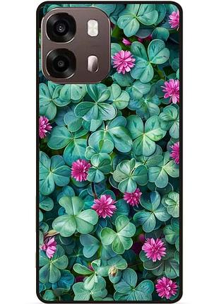 Силиконовый чехол бампер для oppo a6s с рисунком цветы клевер
