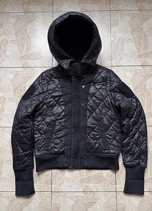 Куртка rare g-star raw denim women quilted hooded jacket black cargo bomber m full zip