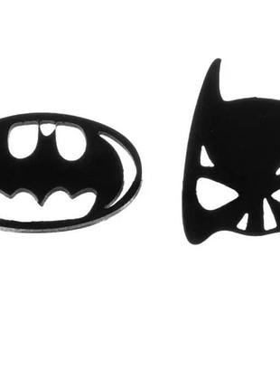 Серьги гвоздики бэтмен batman асимметрия черные серебро