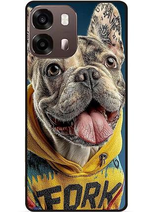 Силиконовый чехол бампер для oppo a6s с рисунком бульдог