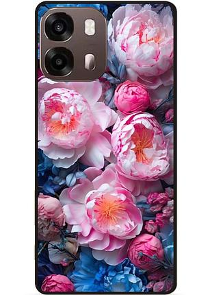 Силиконовый чехол бампер для oppo a6s с рисунком цветы пионы