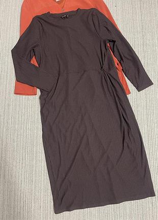 Сукня довга в рубчик plus size