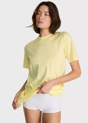 Бавовняна футболка victoria’s secret 100% cotton oversize жовтая s