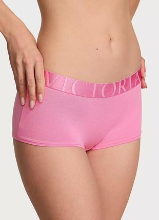 Бавовняні трусики шортики exploded logo cotton boyshort victoria's secret рожевий m