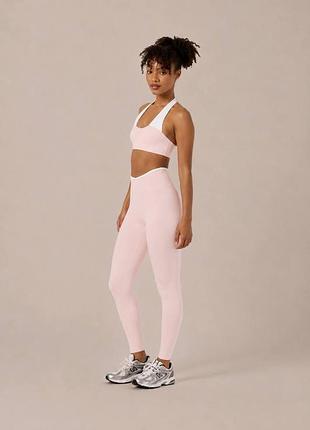 Спортивный костюм, топ через шею + лосины – розовый s