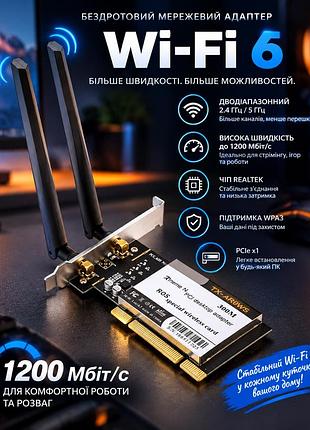 Wi-fi адаптер pcie для пк с 2 антеннами, беспроводная сетевая карта wifi для стационарного компьютера