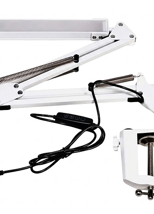 Настольная led лампа nzx-11 на струбцине, 7 вт, 3 режима белого света цвет белый